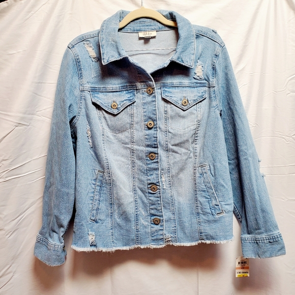 Style & Co. Jackets & Blazers - NWT Style & Co Distressed Denim Jacket 14W